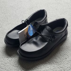 Hey Dude Wally Work Black Slip-On Moc Toe Loafers Size 11